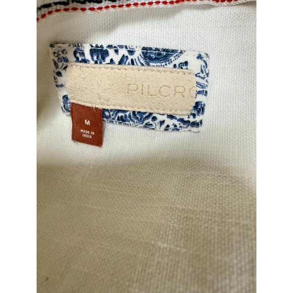 Pilcro Linen Cotton Blend Pullover Oversize V Neck Top White - Picture 7 of 8